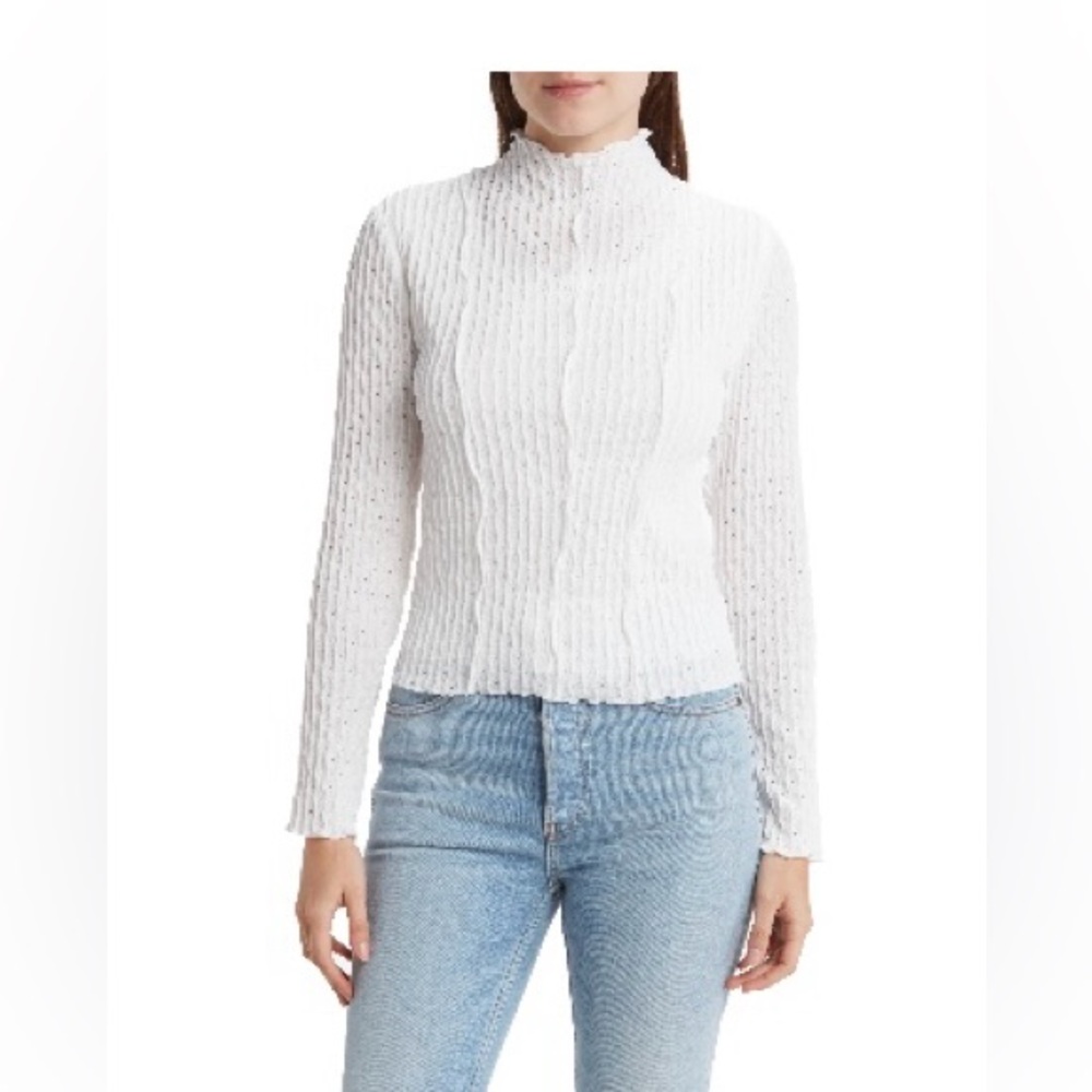 NWT Nordstrom Rack Mock Neck White Top Size M